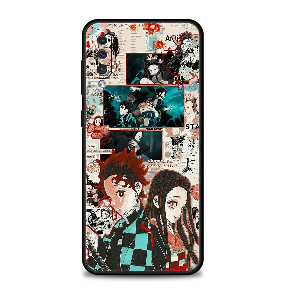 Demon Slayer Kimetsu No Yaiba Coque dla Samsung Galaxy A10s A40 A30 A20e A70 A10 Note 20 Ultra 10 A20s A50 Czarny Telefon komórkowy
