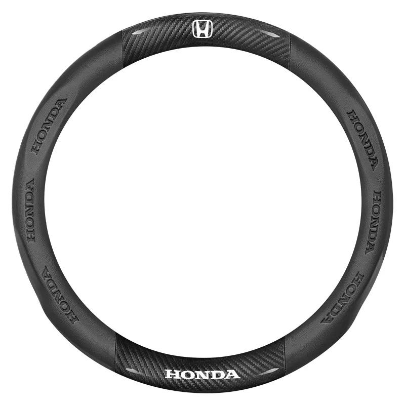 38CM Carbon Fiber Car Steering Wheel Cover Breathable Anti Slip For Honda Mugen Power Civic Accords CRV Hrv Jazz CBR VTEC VFR