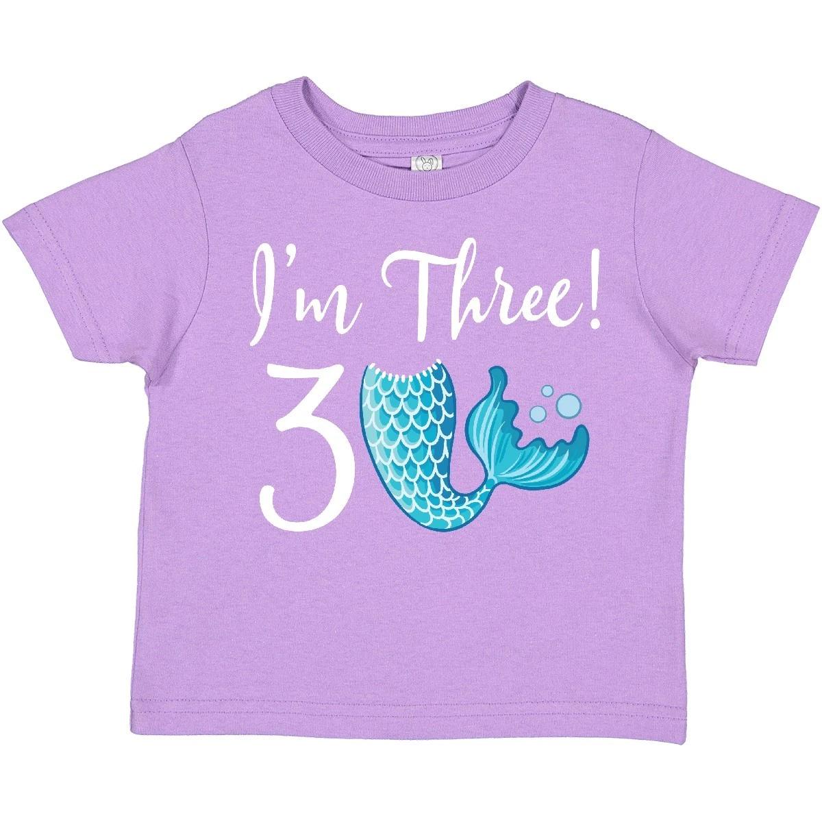 

Inktastic 3rd Birthday Mermaid Party Toddler kids boys T-Shirt 3 Year Old Im Three Tail 140