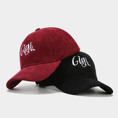 Spring Autumn Fashion Simple Letter Duck Tongue Hat Women's Trendy Embroidery Curved Eaves Corduroy Baseball Hat Outdoor Sunscreen Sun Hat