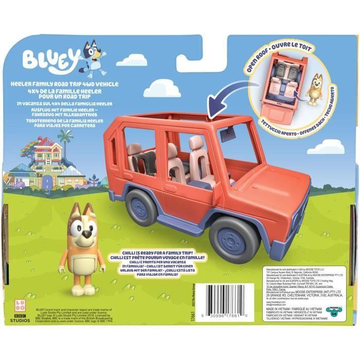 Voiture de bluey - bluey - véhicule familial avec figurine chilli et accessoires