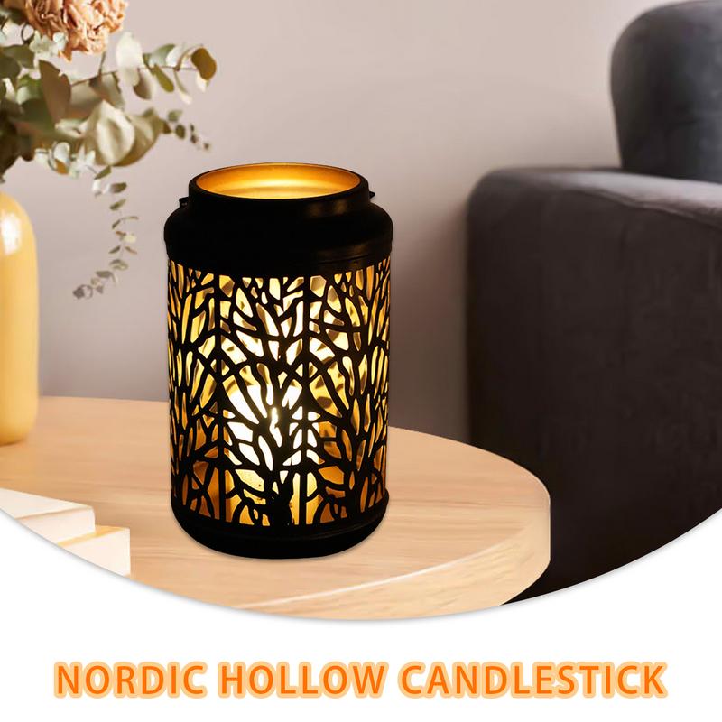 Metal Candle Holder Hollow Candlestick Ornament Table Centerpiece Decorative Candle Holder For Home Living Room Dinner Ornament