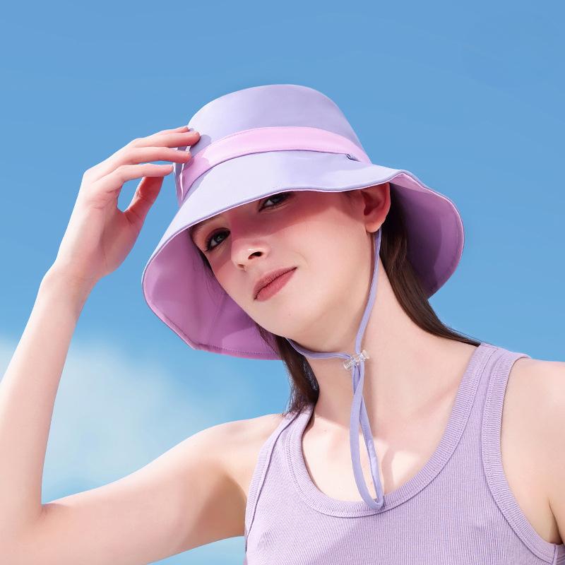 Sunscreen Fisherman Hat Girl with Ice Sensing Sun Hat Big Brim Showing Small Double Sided Hat Hat