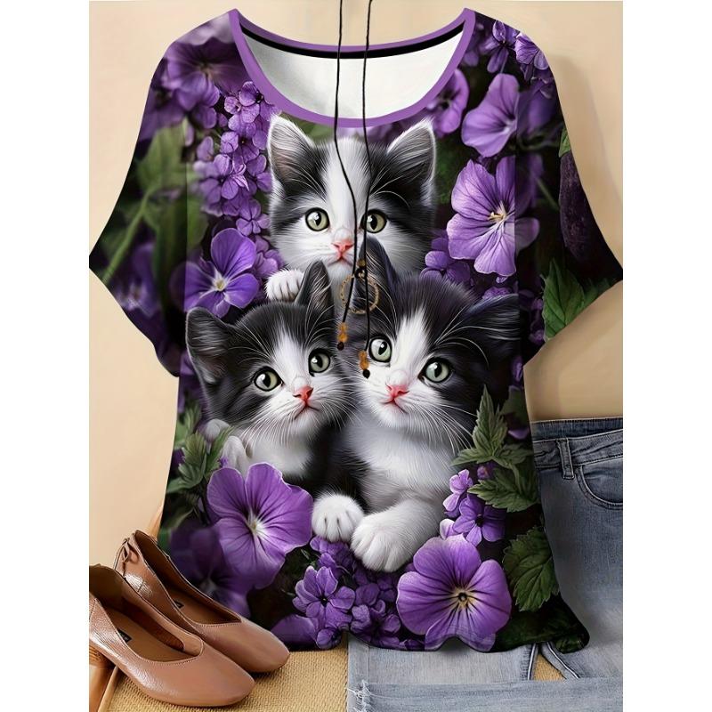 

Women s Women Fashion Casual Crew Neck Short Sleeve T Shirt Female Tops Tees Cartoon S