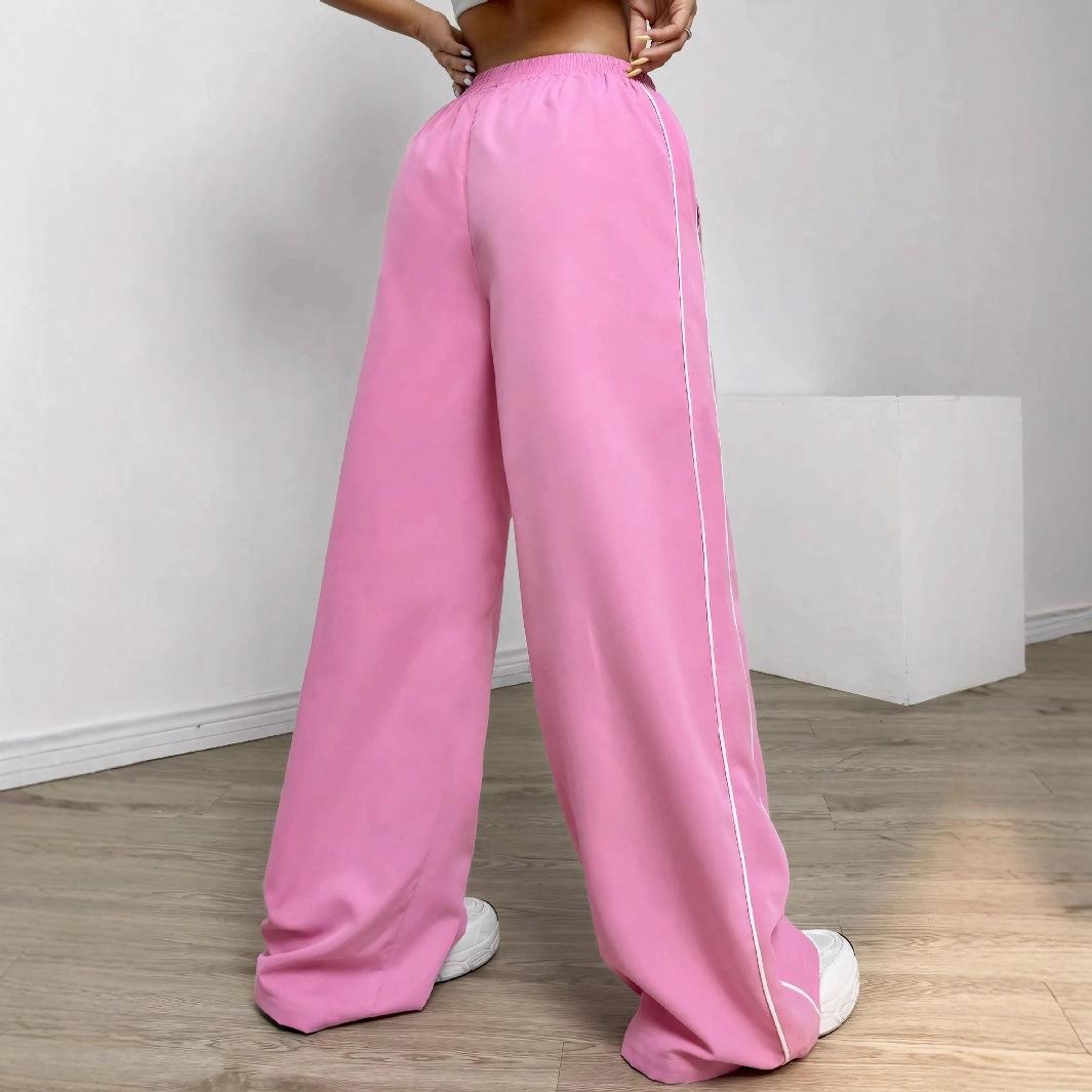 

Свободные Брюки с высокой посадкой, драпирующиеся, петит, длиной до пола, прямого кроя, быстросохнущие, с широкими штанинами, стройнящие, спортивные, женские летние повседневные брюки S розовый