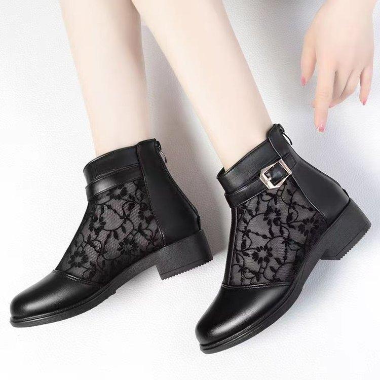 2025 Trend Õhutusavadega Saapad - Naiste Jämeda Kontsaga Võrk-Pahkluusaapad Suvine Mugavus Ema Jalatsid