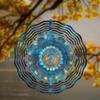 Bohemian Wind Spinner Outdoor Decor 10 Inch Hanging Garden Ornament with 360 Swivel Hook Blue Teal Gold Metal All Season Gift