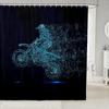 Motorcycle Shower Curtain Horsepower Adventurous Journey Freedom Ride Masculine Vehicle Bathroom Curtains Decor Set With Hooks