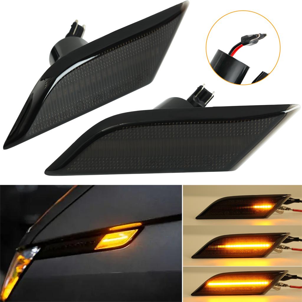 2 stk 12V Gult Sidespeillys Dynamiske LED Sidemarkeringslys Blinklys For VW For Transporter T6.1 Facelift 2020-Opp