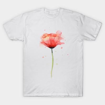 T-shirt Dam Vallmo Akvarell Harajuku Tryck Kawaii T-shirt Sommar Kortärmad Dam T-shirt Topp Tee