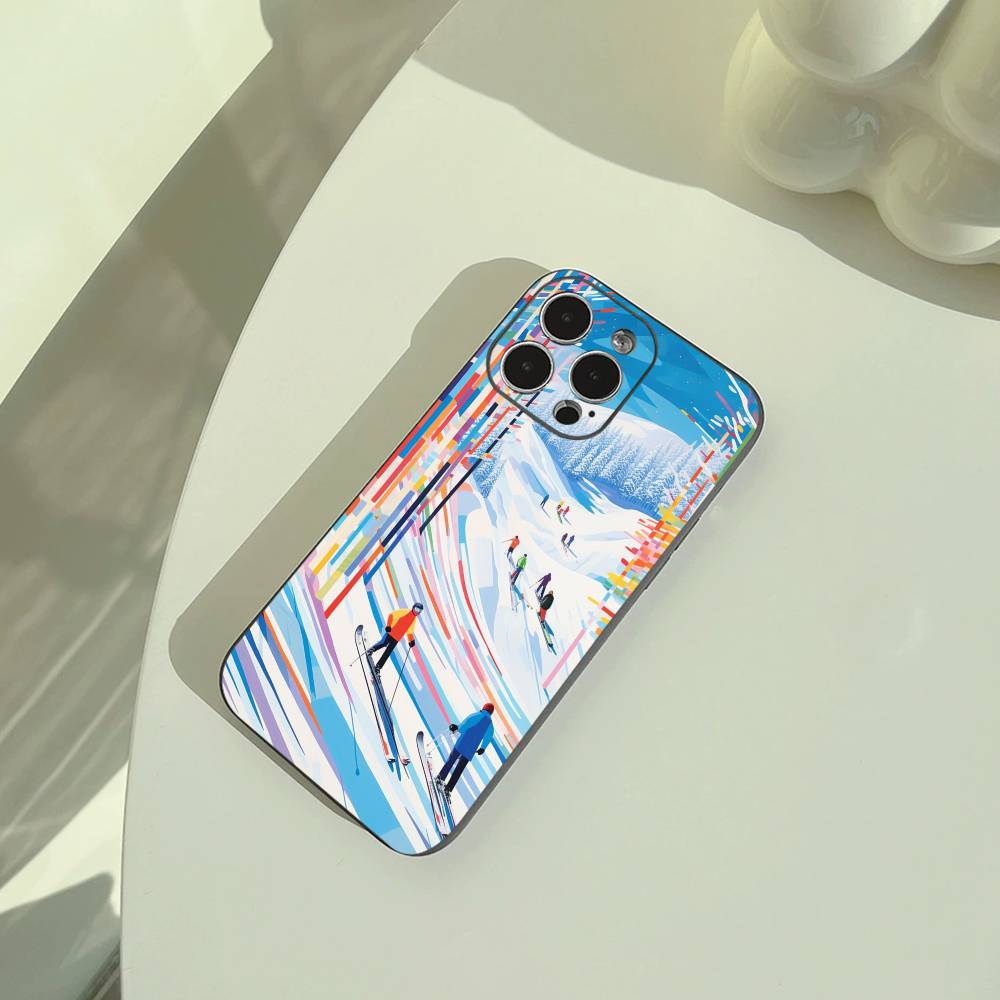 

ski slope &ski running Phone Case For iPhone 17,16,15,14,13,12,11 Pro Max,16Plus,XS Soft Black Cover iPhone14