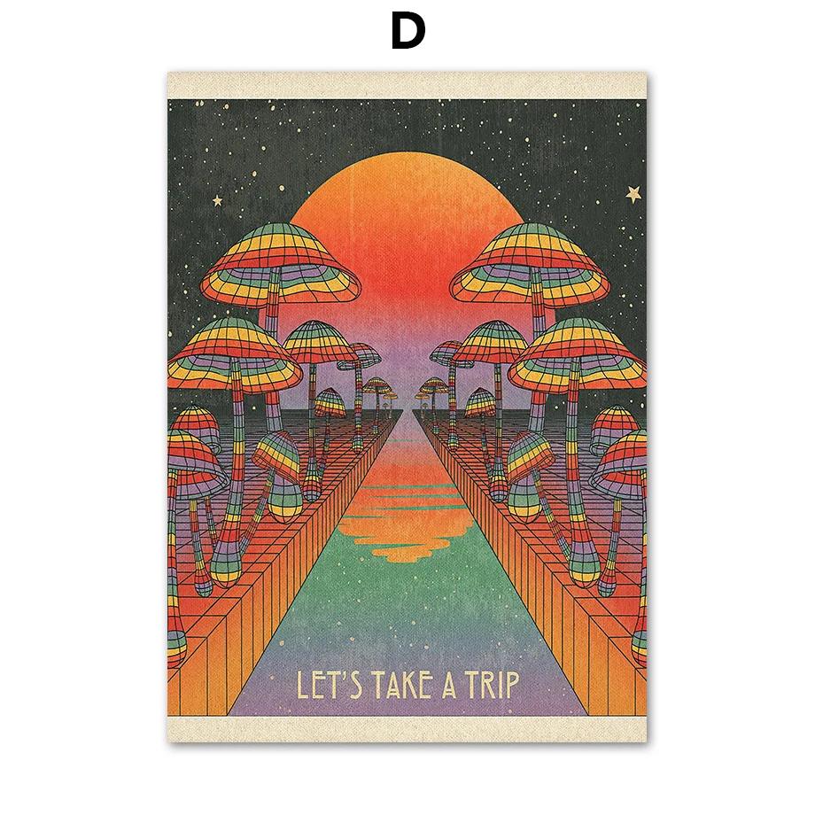Psychedelic Eye Mushroom Rock Band Retro Boho Wandkunst Nordic Poster Leinwand Malerei Drucke Wandbilder für Wohnzimmer Dekor