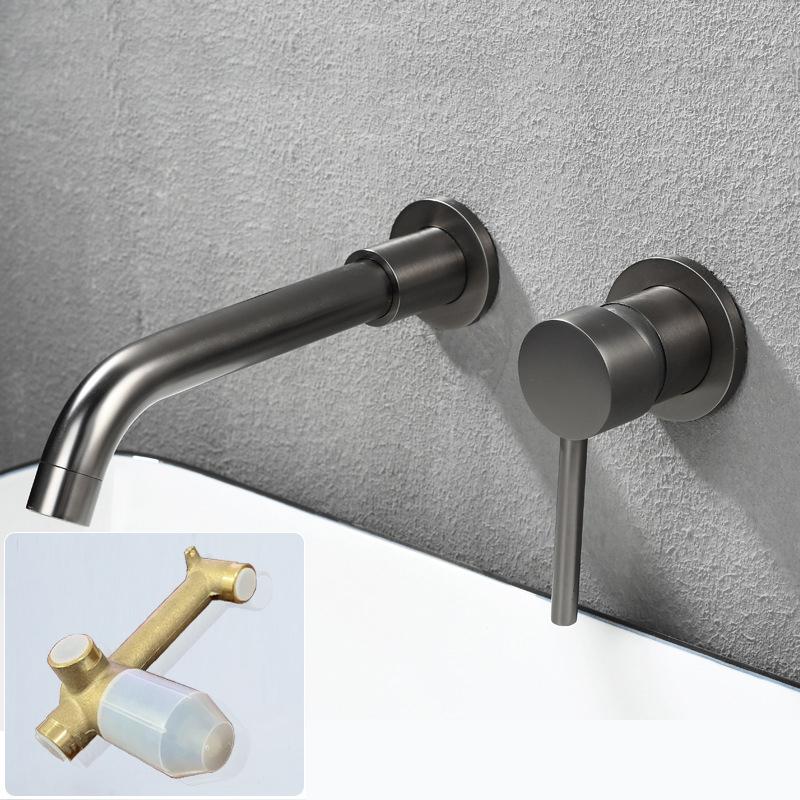 Modern Brass Wall Mounted Bathroom Basin Faucet Wall Sink Swivel Spout Bathtub Mixer Tap Crane Antique Bronze Finished