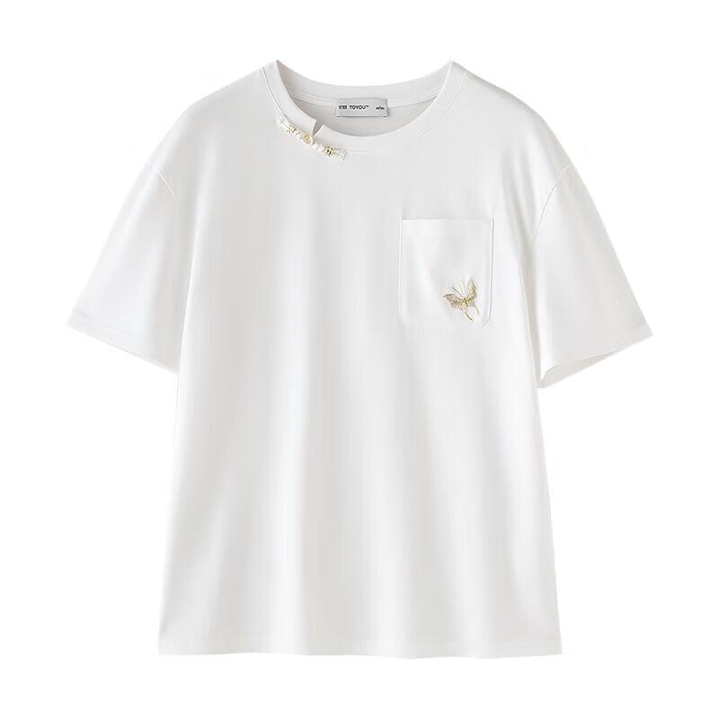 Chuyu Women's New Chinese Style Embroidered Cotton T-Shirt