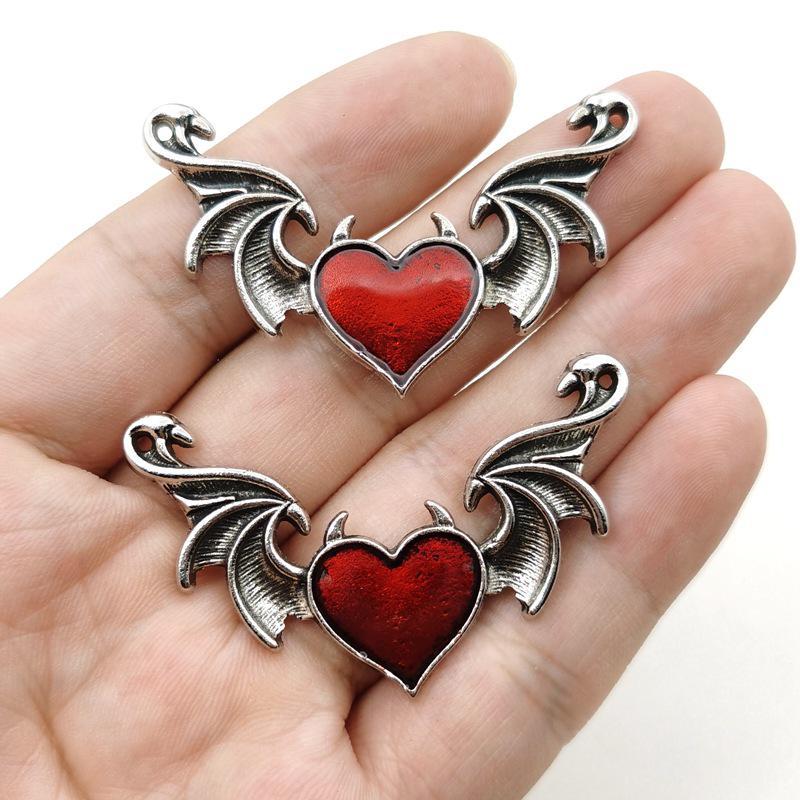 

Трендовые DIY подвески из цинкового сплава в виде дьявольского сердца с крыльями для европейских и американских ожерелий и серег