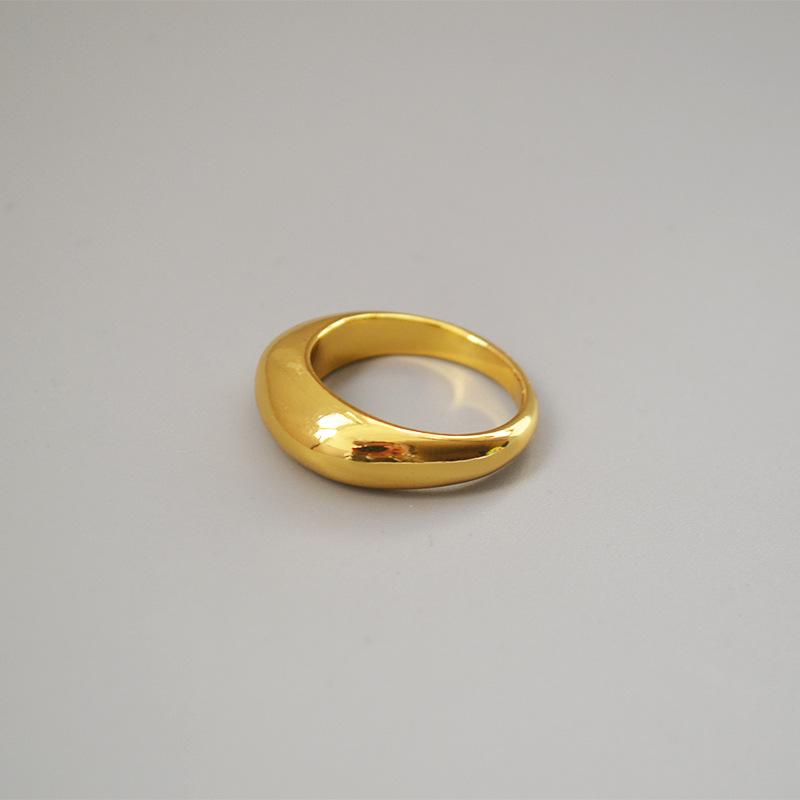 Gold-Plated Brass Minimalist French Style Arc Ring – Trendy Index Finger Jewelry