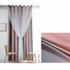 Gradient Striped Blackout Curtains Dual-Layer Sheer & Fabric Grommet Top All-in-One Window Drapes Home Decor