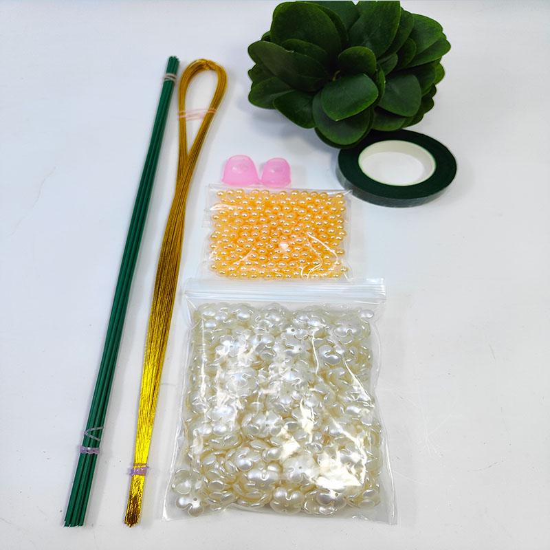 Osmanthus DIY Bouquet Kit: Leaf, Petal, Loose Beads, String, and Flower Weaving Materials