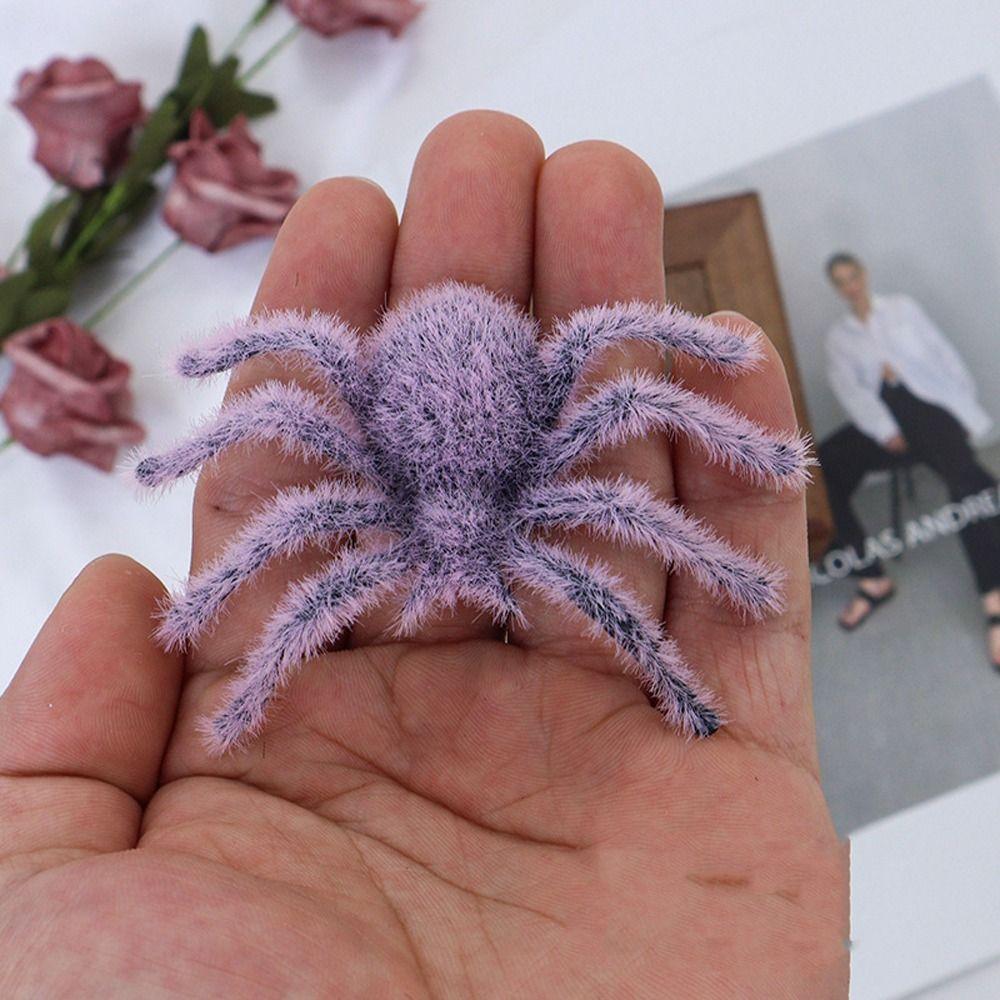 3D Halloween Plush Spider Realistic Artificial Spider Flocking Black Spider  Party Prop