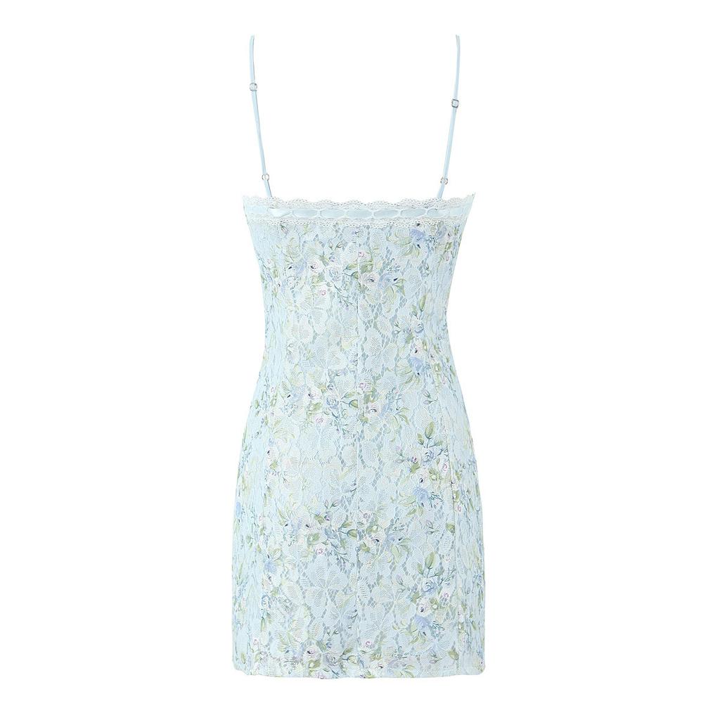 European and American French sweet lace print tube top skirt, your female summer new pure desire slim dress, hip skirt