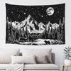 Black And White Tapestry Starry Night Mountain Tapestries For Bedroom Aesthetic Moon And Stars TapastryS Wall Hanging Dark