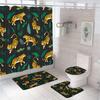 Tiger Shower Curtain Set Tropical Palm Leaf Wildlife Animal Jungle Zebra Leopard Bathroom Curtains Rug Bath Mat Lid Toilet Cover