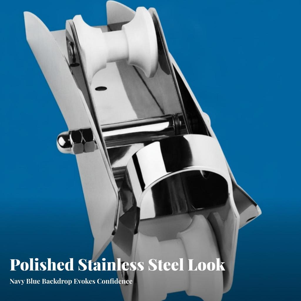 Marine Hardware Silver-Polished Double-Roller Anchor Bracket Mounting Holes