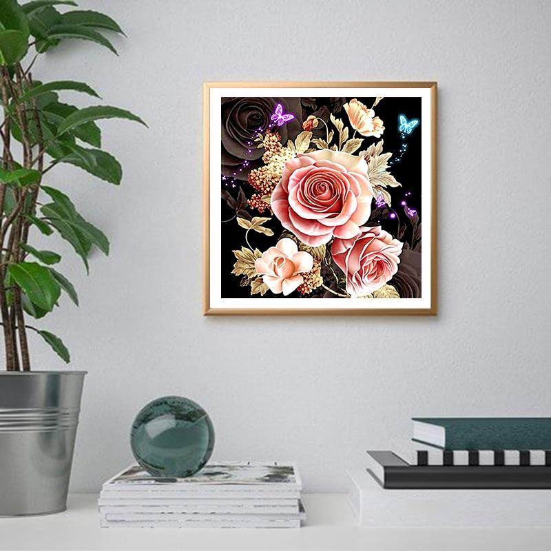 DIY 5D Diamond Painting Vase Diamond Embroidery Rose Flower Cross Stitch Full Round Drill Resin Home Decor Manual Gift