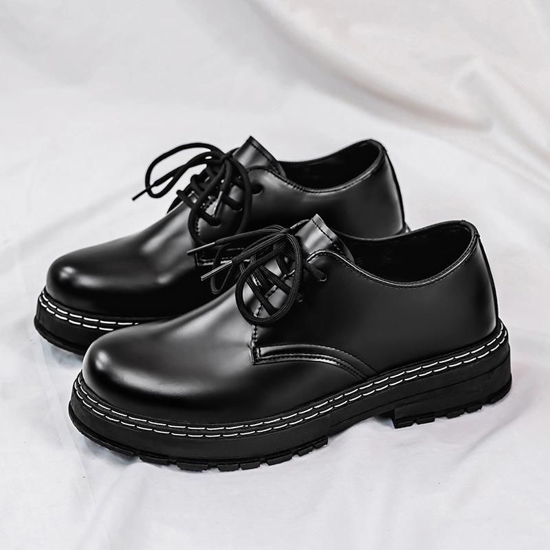 

Весна 2025 новый ретро черный тренд круглый носок повседневная мужская обувь британская деловая кожаная обувь модельная рабочая обувь 39 чёрный