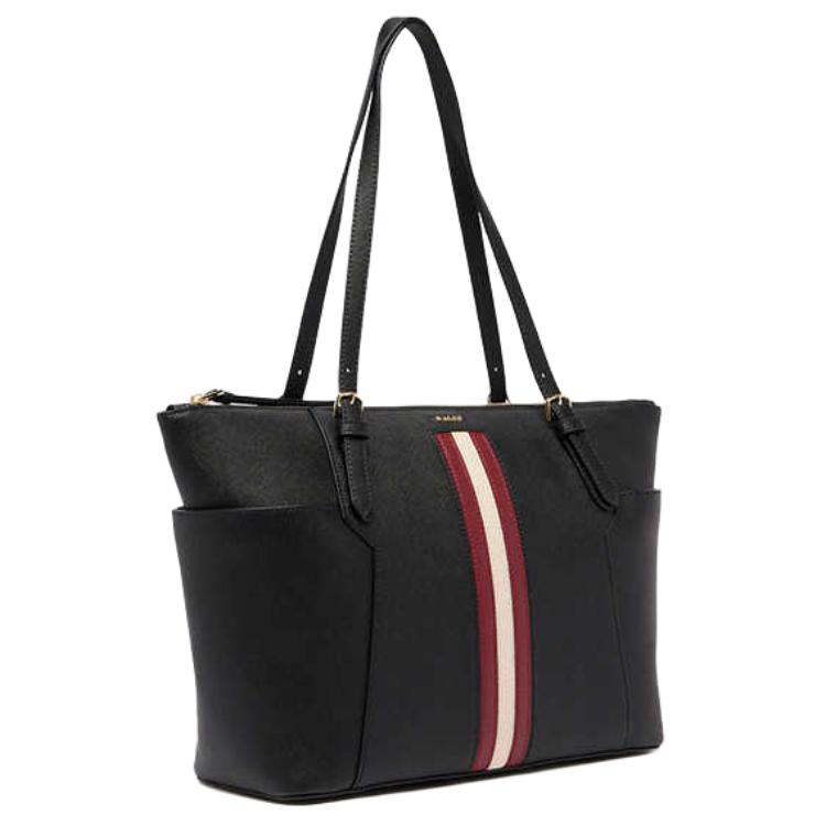 Bally Logo Red And White Woven Strap Tote Bag Shopping Bag Leather Shoulder Bag Women tote bags Black 6311549