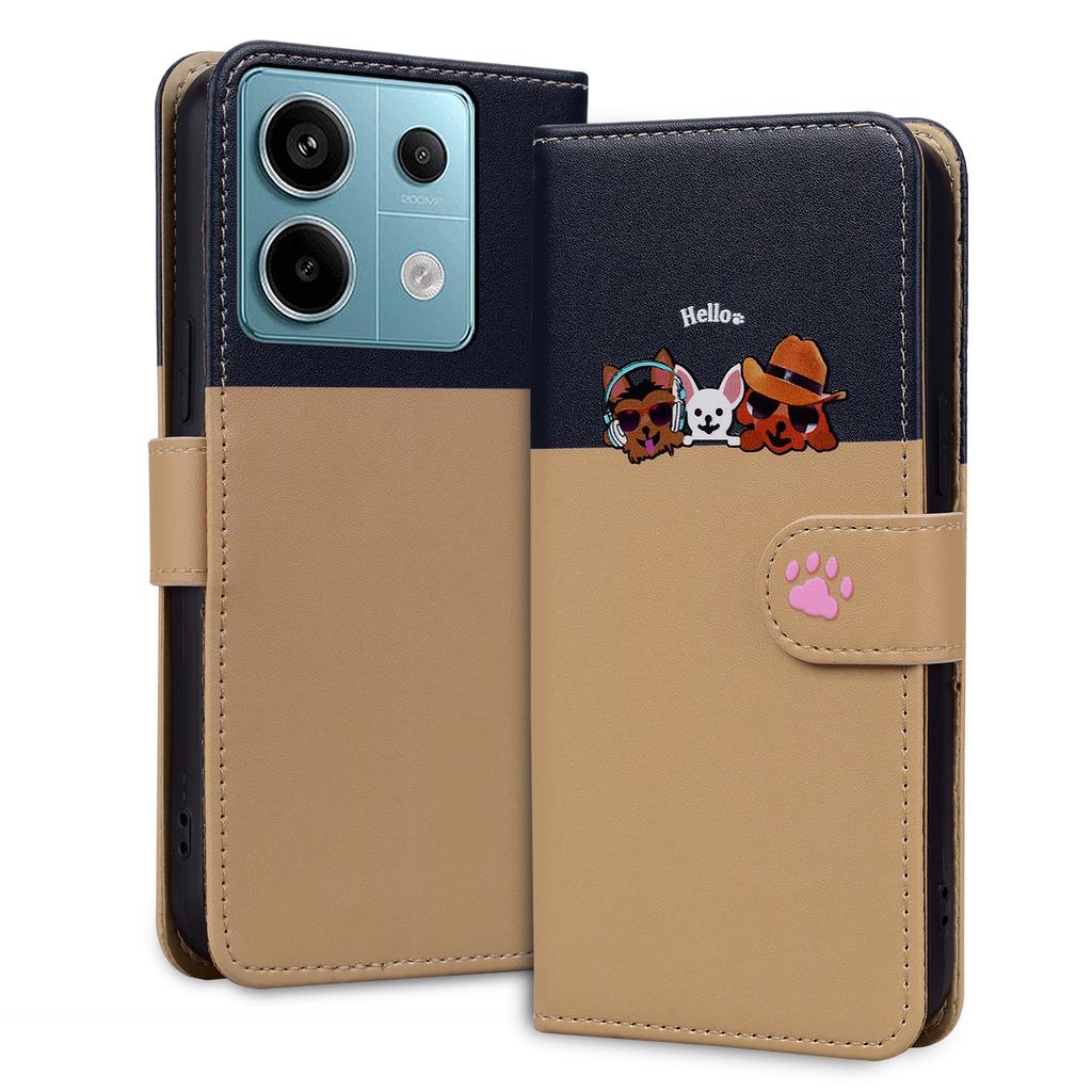 Cartoon Pet Series for Xiaomi Redmi Note 13 Pro 4G/Poco M6 Pro 4G Case Splicing Leather Wallet Phone Cover