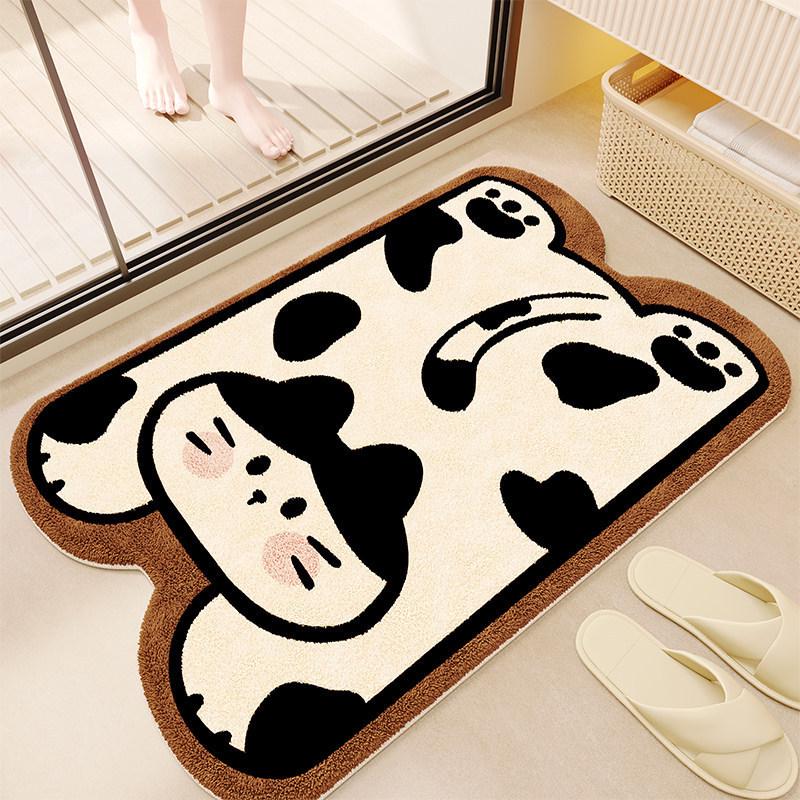 Cartoon Puppy Imitation Cashmere Floor Mat: Absorbent, Insulating Door Mat for Shower Room