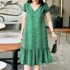 Women Casual V-Neck Floral Print Short Sleeve Dress
