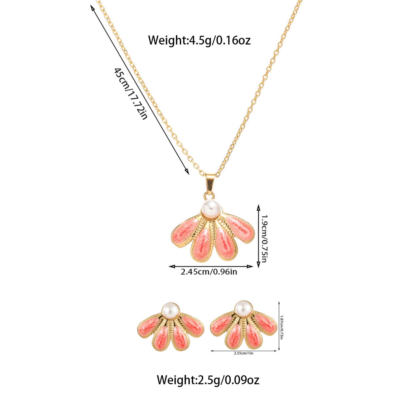 

Petal Titanium Steel Necklace & Earring Set - Colorfast, High-End Jewelry персиковий/червоний