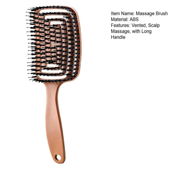 Boar Bristles Vented Paddle Brush Scalp Massage Hair Comb with Long Handle Blow