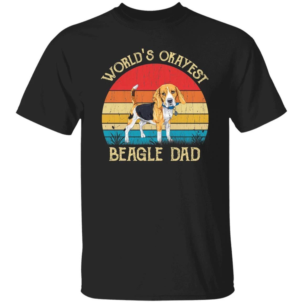 World s Okayest Beagle dad Retro Style Unisex T-shirt Black Navy Dark Heather S