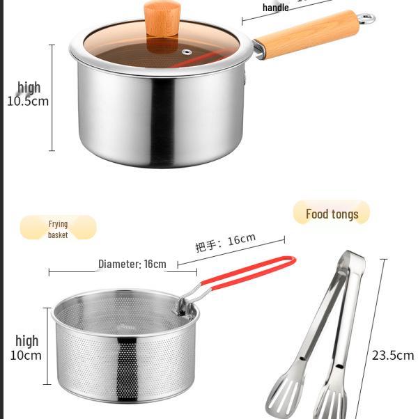 Multifunctional Mini Deep Fryer & Milk Pot with Frying Basket