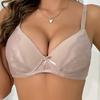 Womens Lace Solid Color Push Up Bra Elegant Adjustment Underwireless Comfortable Breathable Lingerie Daily Wear