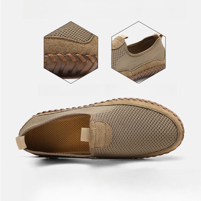 Men's Handmade Sneakers Slip on Loafers Breathable Mesh Casual Shoes Men's Driving Flats Summer