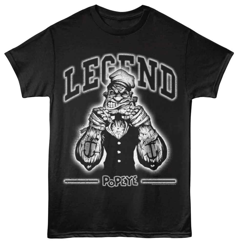 Popeye - Legend - Front Print Short Sleeve Solid Children s T-shirt - Black 100