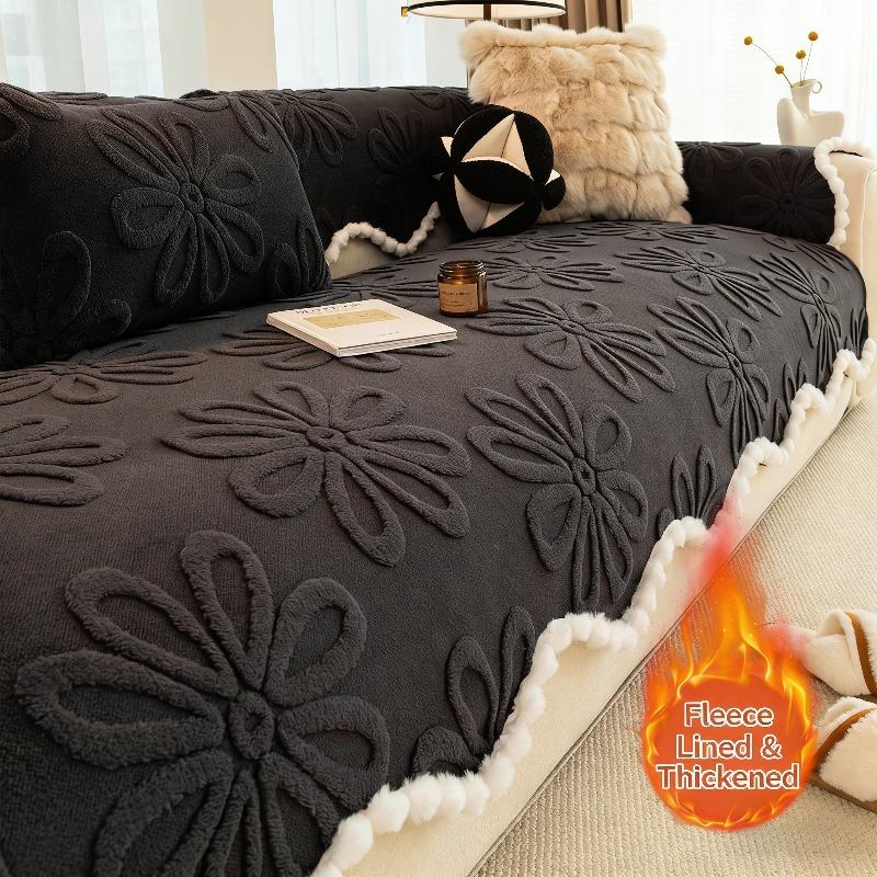 

New Thicken Warm Plush Sofa Towel,Modern Alien Sofa Mat One Piece Thick Warm and Fixed Anti Slip Straight Leather Sofa Cushion pillowxcover30x50cm сірий