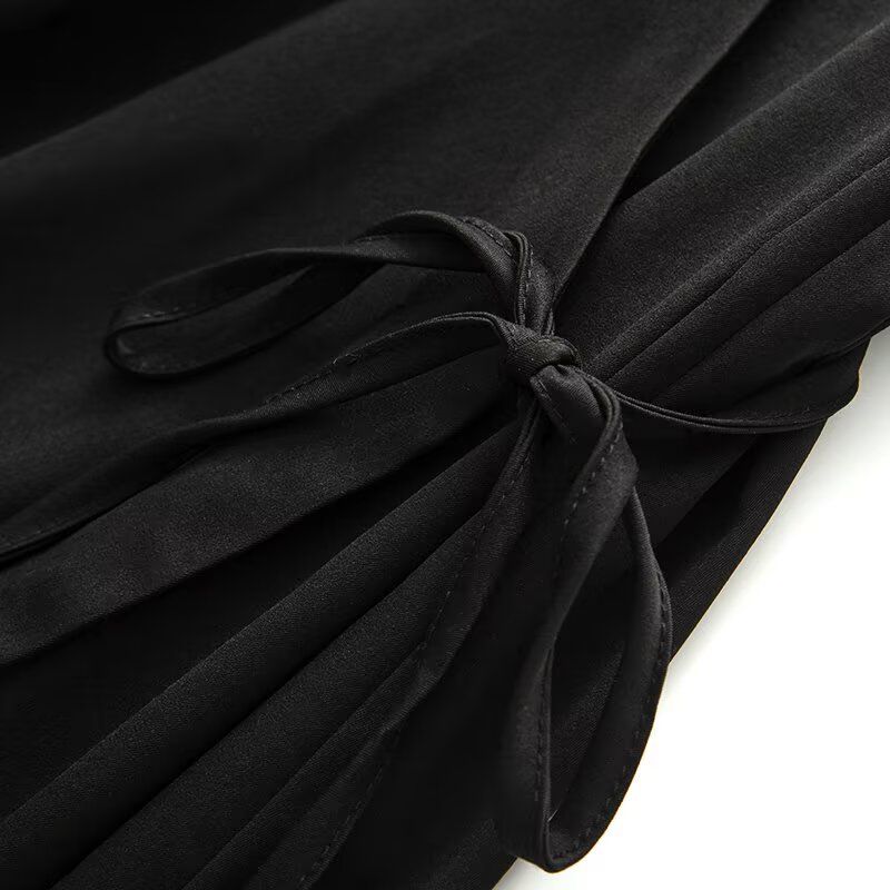 Kaslead New Women clothes Western Style Fashion Long sleeve V-neck Wrap Shirt Dress