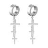 Set di 2 orecchini a cerchio pendenti con catena lunga a croce in acciaio inossidabile per uomo donna Regali Tono Nero/Argento