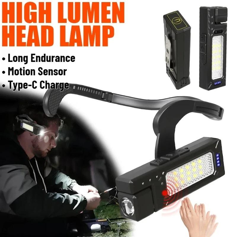 Czujnik Czołówka Akumulatorowa Latarka LED COB Reflektor z Magnesem Latarka Czołowa Zewnętrzna Wodoodporna Lampa Kempingowa Wędkarska
