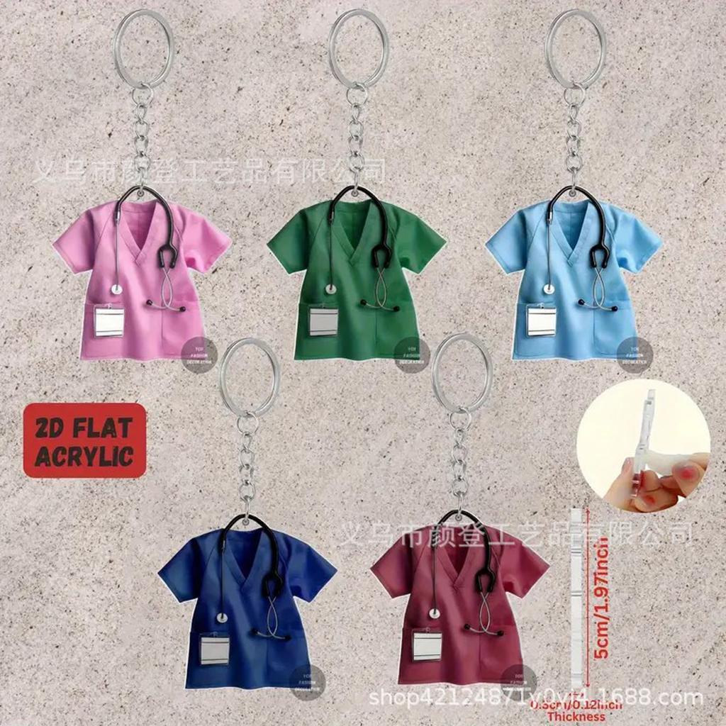 Acrylic Keychain Set of 5, Thank You Healthcare Worker Appreciation Gift, Themed Key Rings