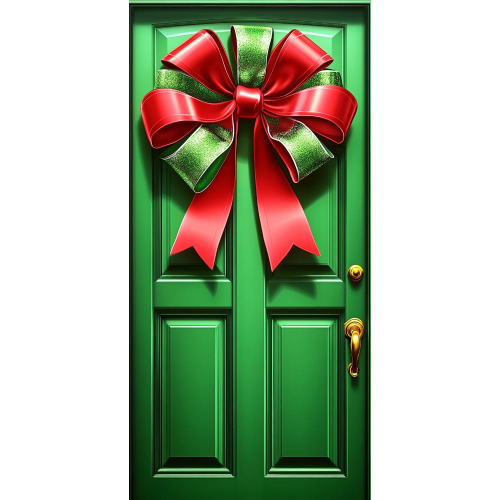 

Large Bow Linings For Christmas Doors Christmas Front Green Red Door Cover Xmas Gift Bowknot Background Indoor Outdoor Decors