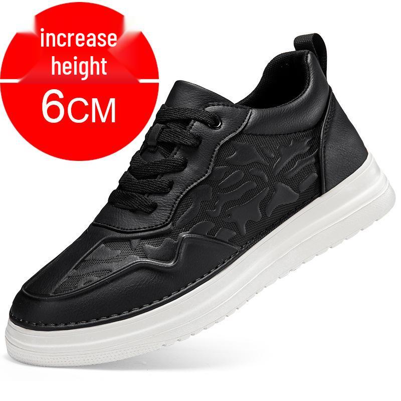 Autumn Men s 8cm Height-Boosting Breathable Sports Sneakers, Thick-Soled Casual White Board Shoes