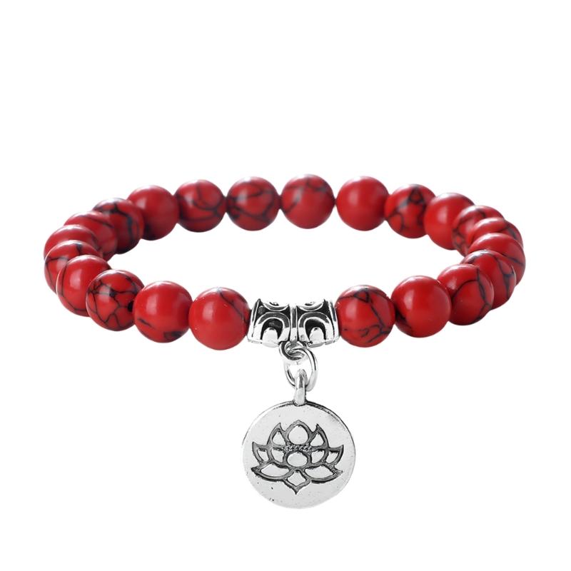 Stylish Adjustable Elastic Buddhas Bead Bracelet with Lotuses Charm Stretch Wristchain Accessories For Women Men