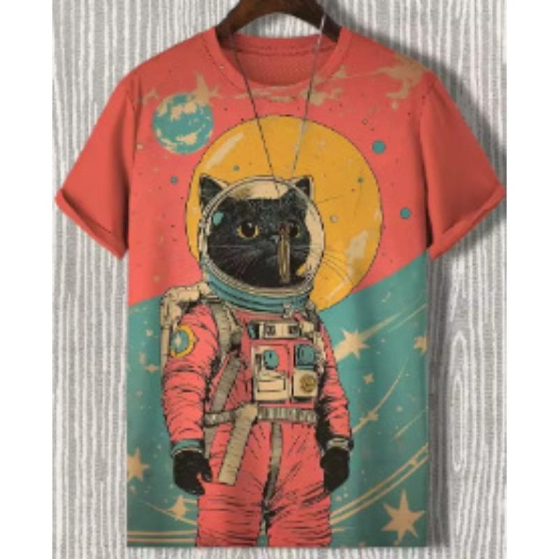 

Funny Cat Printed T-shirt Short Sleeved 3D Printed Round Neck Plus Size Comfortable Personalized Daily Versatile Summer Casual T-shirt 6XL