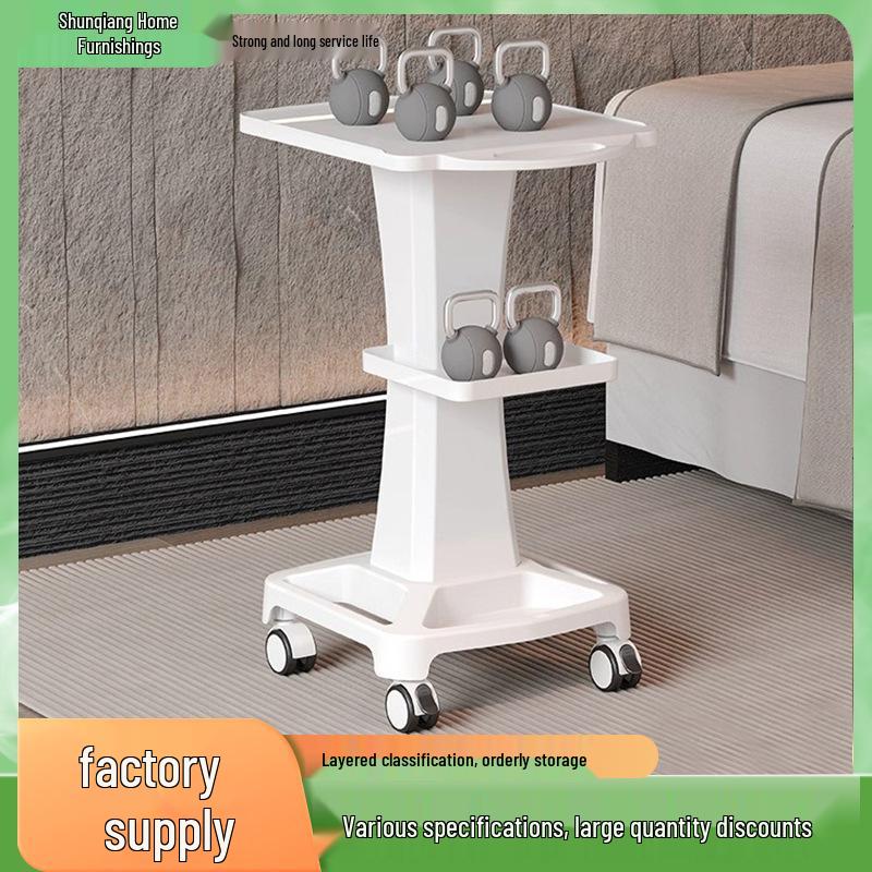 Double-Layer Beauty Trolley: Salon Storage Rack for Nail Art, Dental, and Physiotherapy Tools